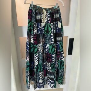 Black and White Pleated A-Line Maxi Skirt